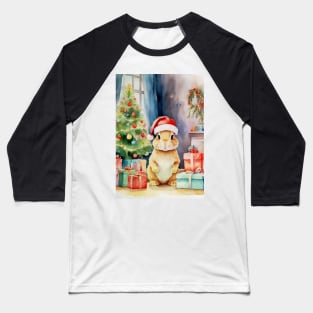 Watercolour Christmas Rabbit Baseball T-Shirt